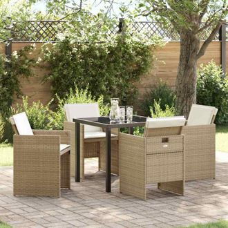 vidaXL Conjunto De Comedor De Jard&iacute;n 5 Pcs Beige Rat&aacute;n Sint&eacute;tico Vidaxl