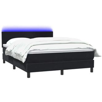vidaXL Cama Box Spring Con Colch&oacute;n Terciopelo Negro 160x210 Cm Vidaxl
