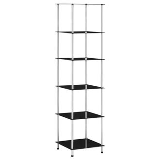 vidaXL Estanter&iacute;a 6 Niveles Cristal Templado Negro 40x40x160 Cm Vidaxl