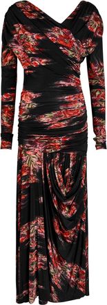Ganni Floral-print Jersey Maxi Dress - Black - 34 (UK6 / XS)