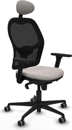 Piqueras y Crespo Piqueras Y Crespo - Jorquera Sincro Malla Negra Similpiel Blanco Brazos 3d Base Nailon Cabecero Fijo Ruedas 65mm Engomada