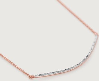 Monica Vinader Gold Riva Diamond Wave Necklace adjustable 48cm/18 Diamond