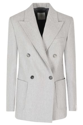 Eleventy Gray Double-Breasted Lapel Padded Shoulders Wool-Blend Blazer
