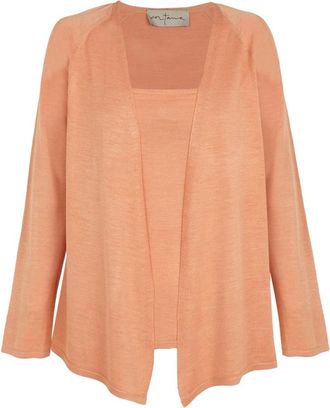 Cortana Tussa- zijden gebreide mandarijn cardigan - Dames - Vesten - Oranje - XS - Leer - Truien & Vesten