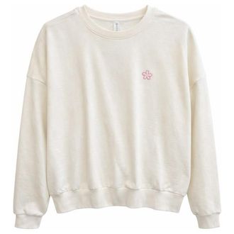 Mazine Back Print Flowers Sweatshirt Pullover f&uuml;r Damen | beige/wei&szlig;