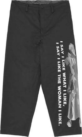 Yohji Yamamoto Pantaloni con grafica - Nero