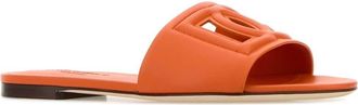 Dolce & Gabbana Womens Nappa Leather Mule Heel Orange Calf