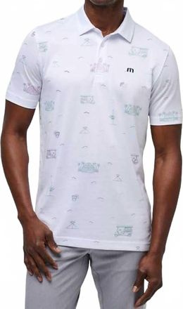 Travis Mathew Tiki Mapes Print Half-Sleeved Polo In White