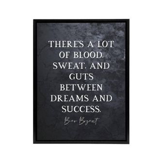 Artery8 Slate Quote Bear Bryant Blood Sweat Framed Canvas Wall Art Print in Grey | Size: W24 x H32