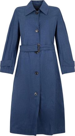 Moorer Desiree Lange Jas met Riem - Dames - Jas met riem - Blauw - XS - Leer - Jassen