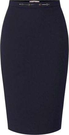 Elisabetta Franchi Rokken, Dames, Blauw, 2Xl, Polyester, Rok van stretch cr&ecirc;pe met dubbele laag en juwelen detail