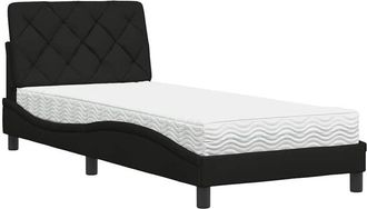 vidaXL Cama Con Colch&oacute;n Tela Negro 90x200 Cm Vidaxl