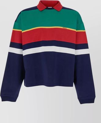 Versace polo shirt striped collar ribbed cuffs hem
