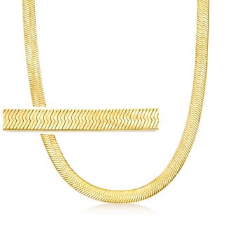 Ross-Simons Italian 8mm 18kt Gold Over Sterling Herringbone Necklace
