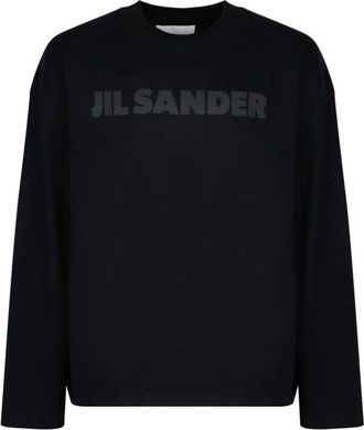 Jil Sander Tops, Heren, Zwart, L, Katoen, Zwarte Katoenen T-shirt met Logoprint