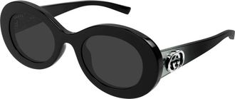 Gucci Sunglasses, female, Black, Size: 51 MM Oval Frame Sunglasses