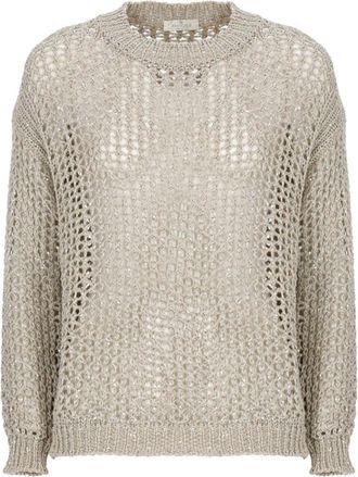 PANICALE Round-neck Knitwear, female, Beige, Size: S Round-neck Cotton Sweater
