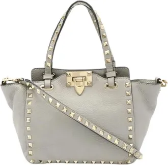 Valentino Pre-owned Borsa a Mano in Pelle con Borchie 2way - - Pre-owned - Donna - Grigio - ONE SIZE