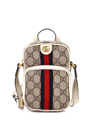 Gucci Ophidia Top Handle GG Coated Canvas Mini crossbody bag - Marrone
