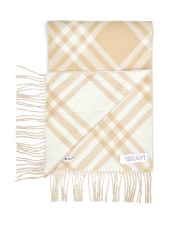 Burberry Womens Scarf Check Beige Cashmere Scarfs