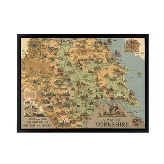 Artery8 Map Clark 1949 Yorkshire Rail England Framed Canvas Wall Art Print | Size: W24 x H32