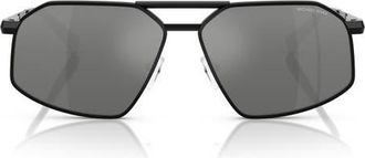 Michael Kors 60mm Irregular Sunglasses in Black Shiny /Silver Flash at Nordstrom