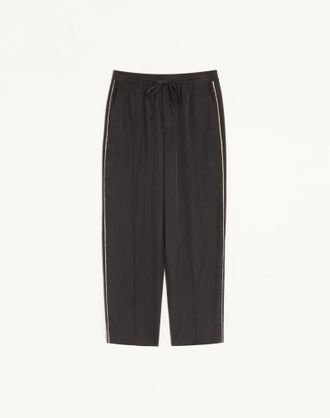Valentino Pantalone Valentino in seta lavata con piping laterale a contrasto Uomo NERO 44