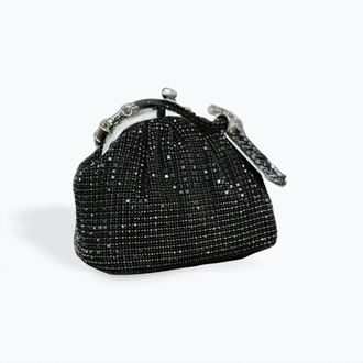Cejon Kiss Lock Rhinestone Bag In Black Rhinestone