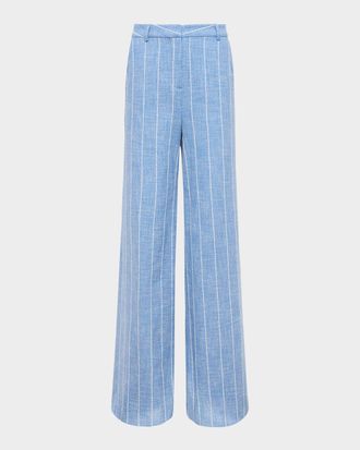 L'agence Pilar Pinstriped Wide-Leg Pants