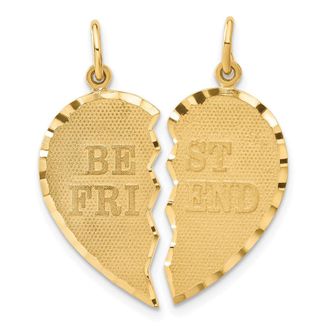 Diamond2Deal 14k Yellow Gold BEST FRIEND Diamond-cut 2-piece Charm