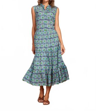 0039 Italy Mila Sleeveless Maxi Dress In Blue/green