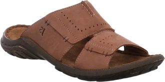 Josef Seibel Logan 21 Sandals Mens Brown Leather Stitch Detail Slide HAM815