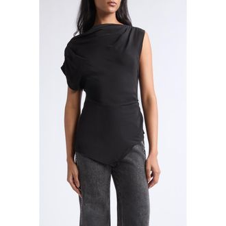 Veronica Beard Yvonne Pleat Top in Black at Nordstrom, Size 16