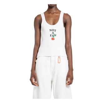 Ssheena Ssheena, Tops, Dames, Wit, M, Katoen, Geribbelde Top met Ronde Hals