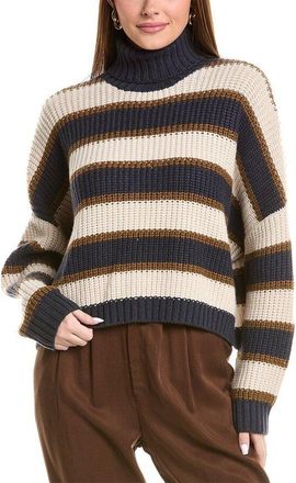 Brunello Cucinelli WomenS Navy Striped Turtleneck Sweater, Size M
