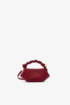 Ganni Dark Red Burgundy Grained Mini Bou Bag