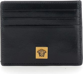 Versace Severine Leather Card Holder - male - Versace - Wallets & Cardholders - Black - ONE SIZE - Accessories