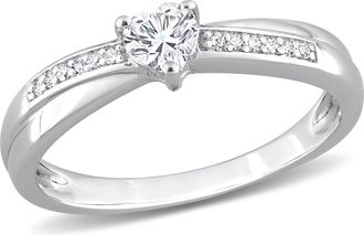 Mimi & Max Diamond and Created White Sapphire Heart Ring in Sterling Silver