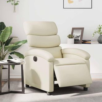 vidaXL Vidaxl - Sill&oacute;n Reclinable El&eacute;ctrico De Cuero Sint&eacute;tico Crema