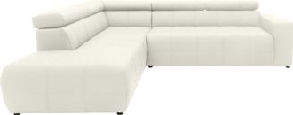 Domo Collection Ecksofa »Brandon L-Form, auch in Leder« inklusive Kopfteilverstellung, wahlweise mit Sitztiefenverstellung