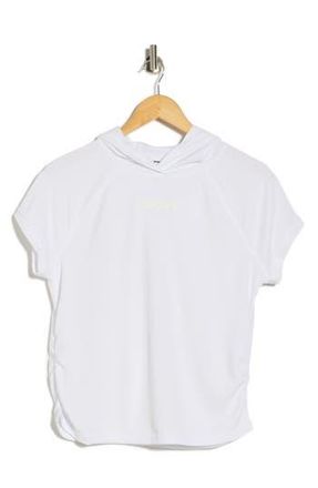 DKNY Ruched Short Sleeve Hooded T-Shirt in White at Nordstrom Rack, Size X-Large