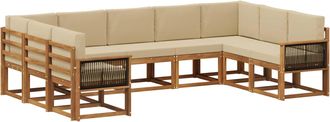 vidaXL Conjunto De Sof&aacute;s De Exterior 9 Uds. Natural Y Beige Vidaxl