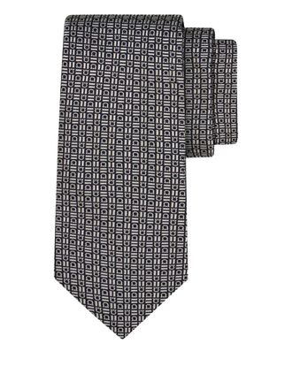 Ferragamo Gancini-patterned tie - men - Silk - One Size - Neutrals