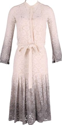 Burberry Pre-owned Womens Prorsum Degrade Lace Dress in Ombre White/Grey Triacetate - Cream - Size Medium