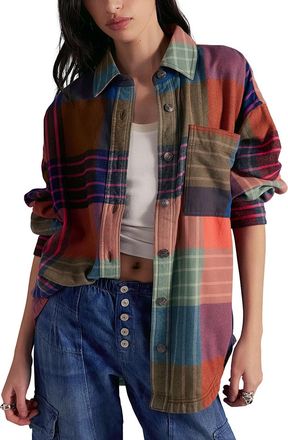 Free People Womens Ashley Plaid Shirt In Ginger Combo