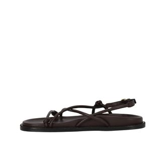 Max Mara Lusso Flat Sandal - Dames - Sandalen - Bruin - 40 EU - Leer - Schoenen