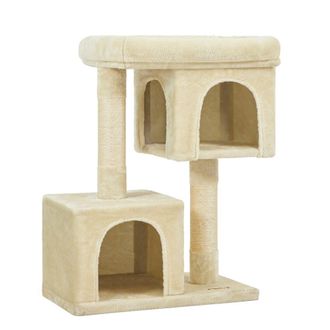 FEANDREA &Aacute;rbol para gatos de 84 cm con 2 cuevas y rascador color beige