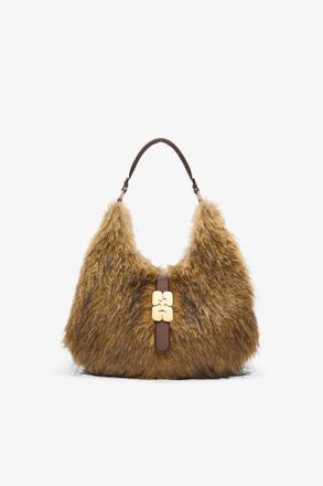 Ganni Brown Alternative Fur Large Kat Bag
