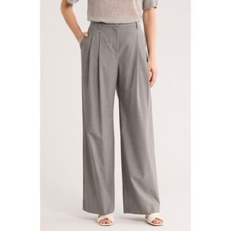 TWP Sulli Pleated Stretch Wool Pants in Medium Heather Grey at Nordstrom Rack, Size 10