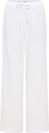 Mustang 5-Pocket-Hose MUSTANG Damen Style Tuscaloosa, Damen, Gr. 36, weiss (2045 wei&szlig;), Web, 75% Baumwolle, 25% Leinen, unifarben, weit, Hosen 5-Pocket-Hose
